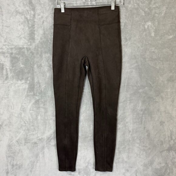 SPANX Leggings S Faux Suede High Waisted 20322R  Dark Brown Stretch Slimming - Picture 1 of 8